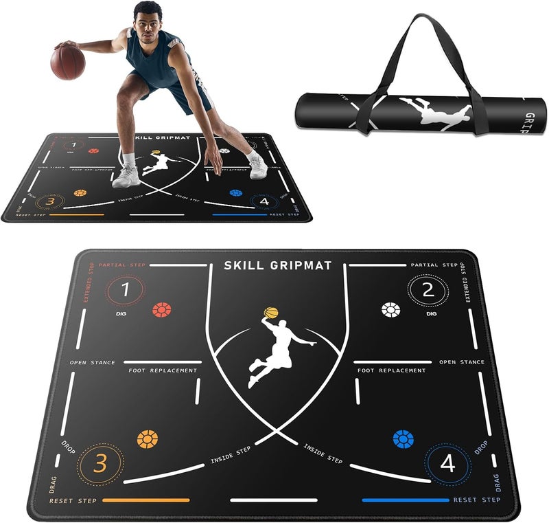 2F22E Portable Basketball Footwork Training Mat, Agility Footstep Training Mat, Basketball Pads for Training All Levels, Non-Slip Silent Equipment for All Ages to Improve Speed, Strength and Coordination - Image 1